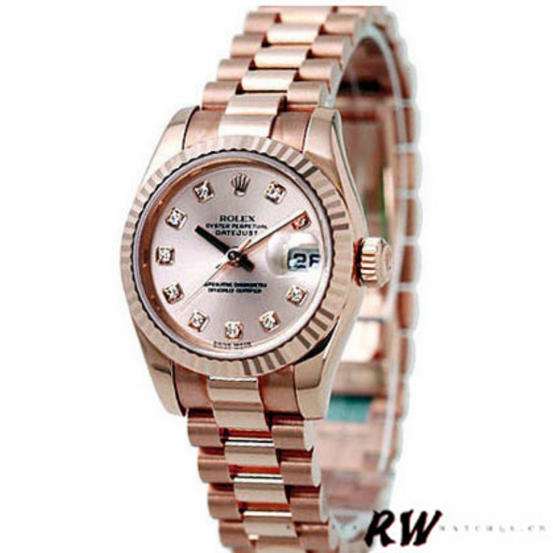 Rolex Datejust 178275 Rose Gold Pink Diamond Dial 31mm Lady Replica Watch - QualitySwissReplica