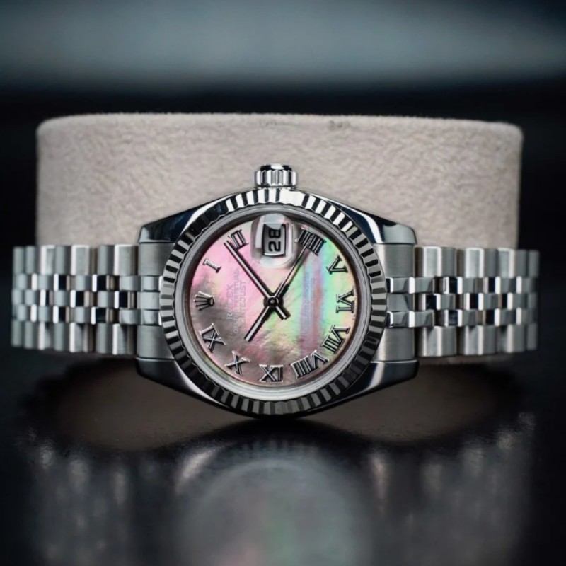 Rolex Datejust 179174 Dark Mother Of Pearl Dial Fluted Bezel 26MM Lady Replica Watch - QualitySwissReplica