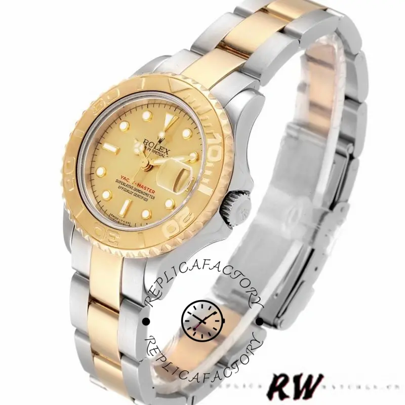 Rolex Yacht-Master 169623 Steel Yellow Gold Champagne Dial 29MM Lady Replica Watch - QualitySwissReplica