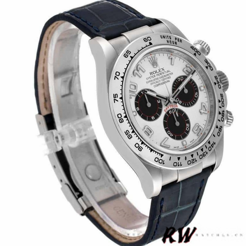 Rolex Daytona 116519 Panda Dial Blue Leather Strap 40mm Mens Replica Watch - QualitySwissReplica