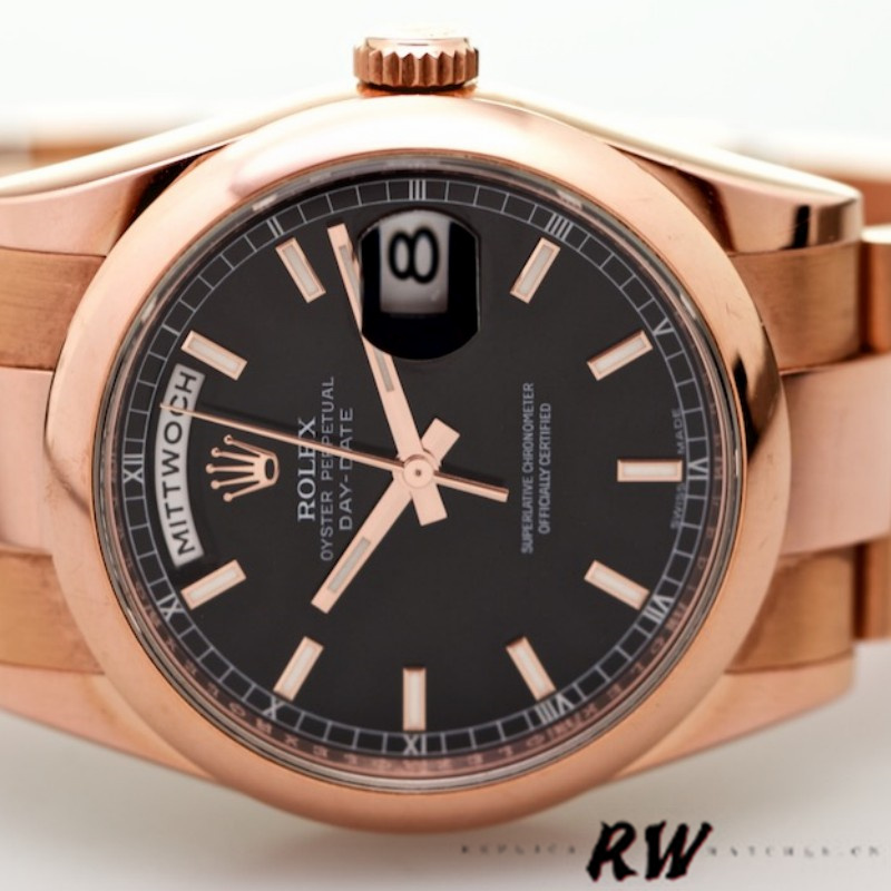 Rolex Day Date 118205 Black Dial 36mm Unisex Replica Watch - QualitySwissReplica