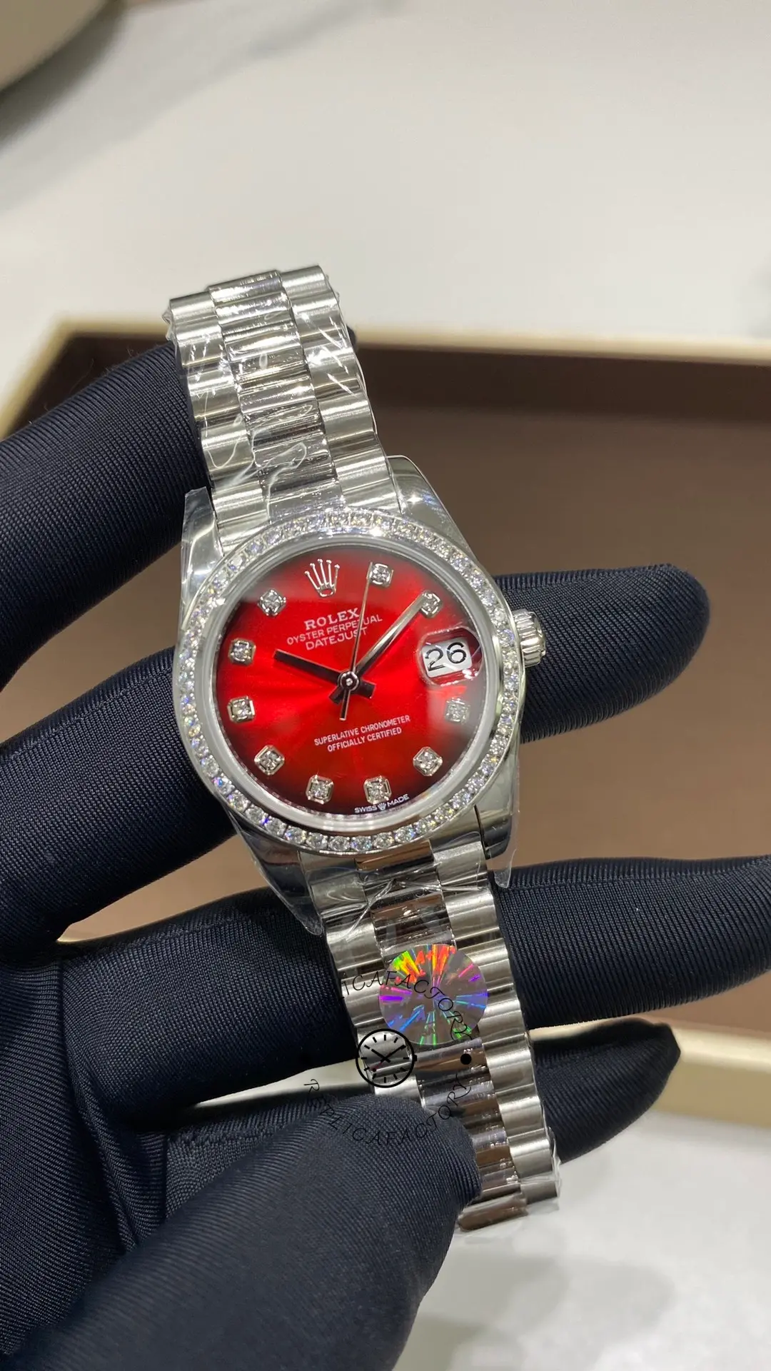 Rolex Datejust 31 White Gold Red Gradient Dial 278289RBR-0028 Replica - QualitySwissReplica