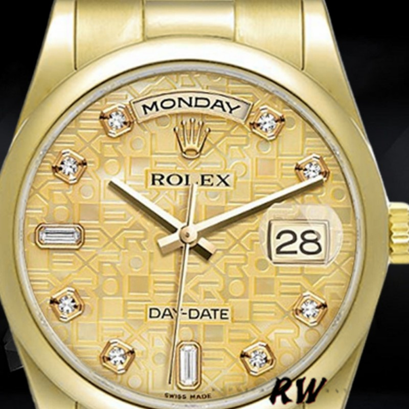 Rolex Day-Date 118208 Yellow Gold Champagne Jubilee Dial 36mm Unisex Replica Watch - QualitySwissReplica