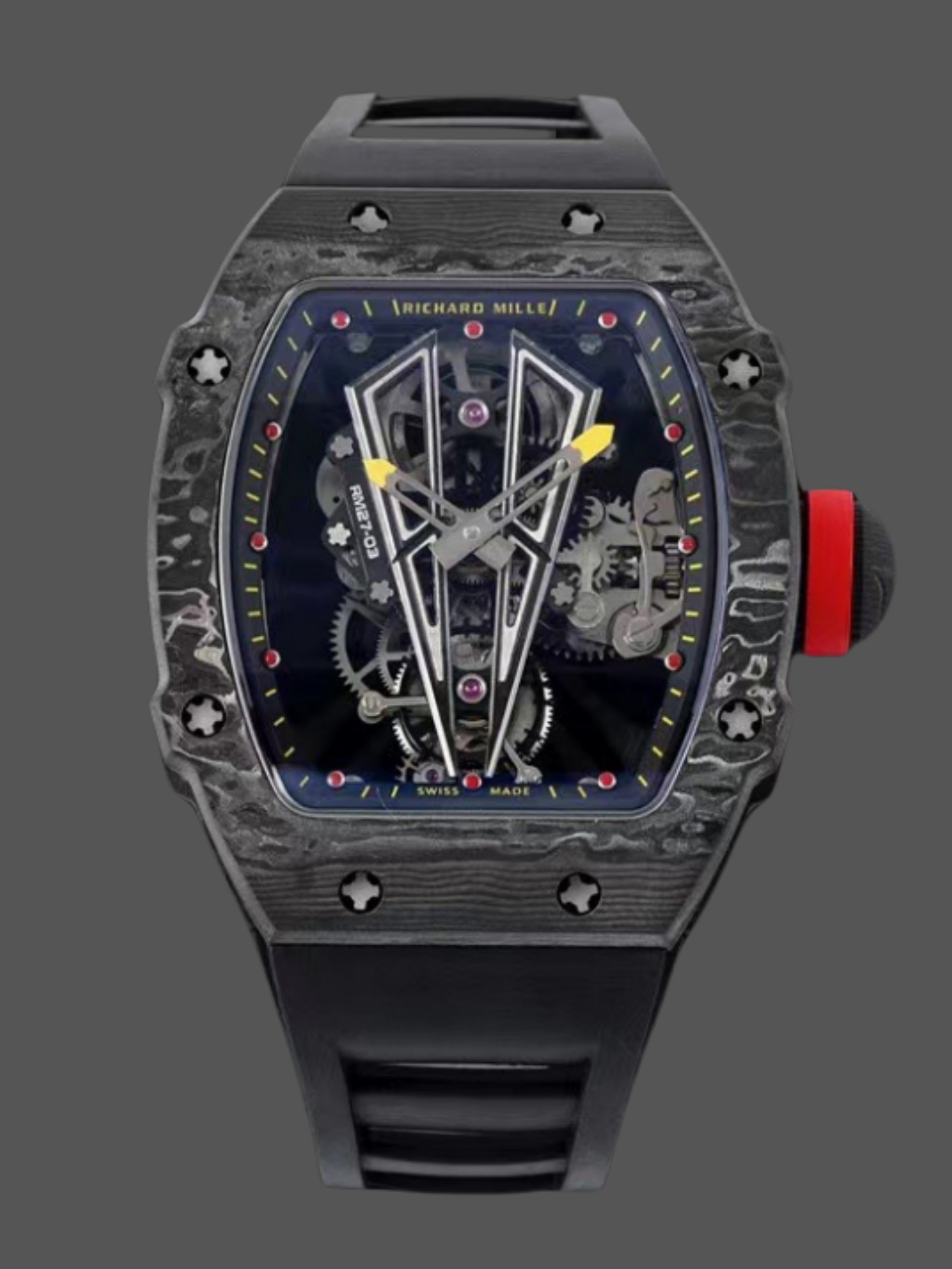 Replica RM 27-03 Rafael Nadal Black Tourbillon Black Rubber Strap - QualitySwissReplica