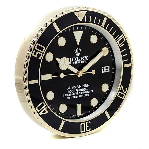 Rolex Submariner Black & Gold Wall Clock - QualitySwissReplica