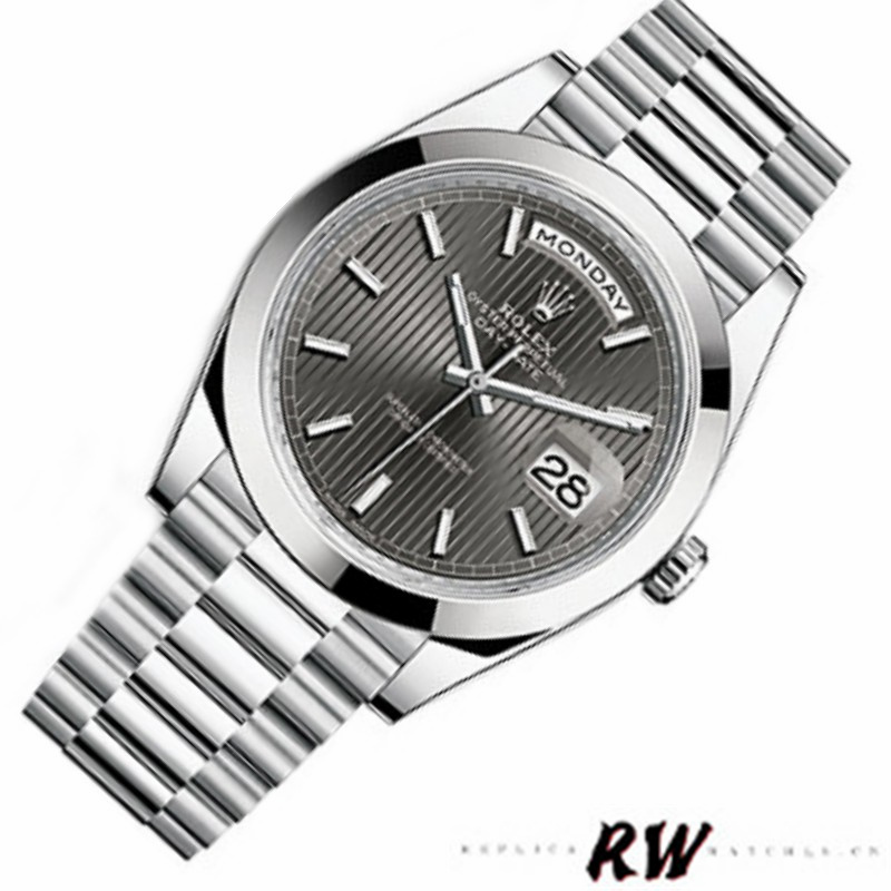 Rolex Day-Date 228206 Dark Rhodium Grey Dial Platinum 40MM Mens Replica Watch - QualitySwissReplica