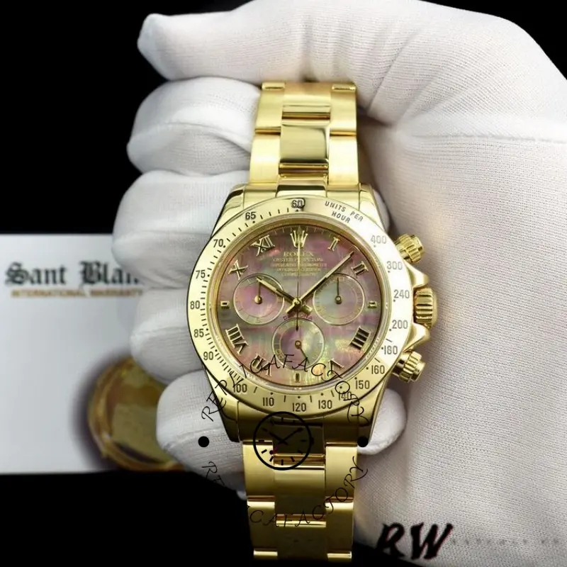 Rolex Cosmograph Daytona 116528 Black MOP Roman Dial 40MM Mens Replica Watch - QualitySwissReplica
