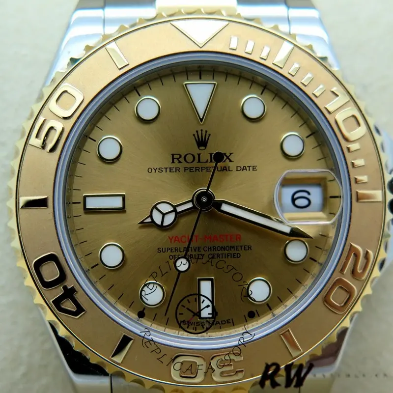 Rolex Yacht-Master 168623 Steel Yellow Gold Champagne Dial 35MM Unisex Replica Watch - QualitySwissReplica