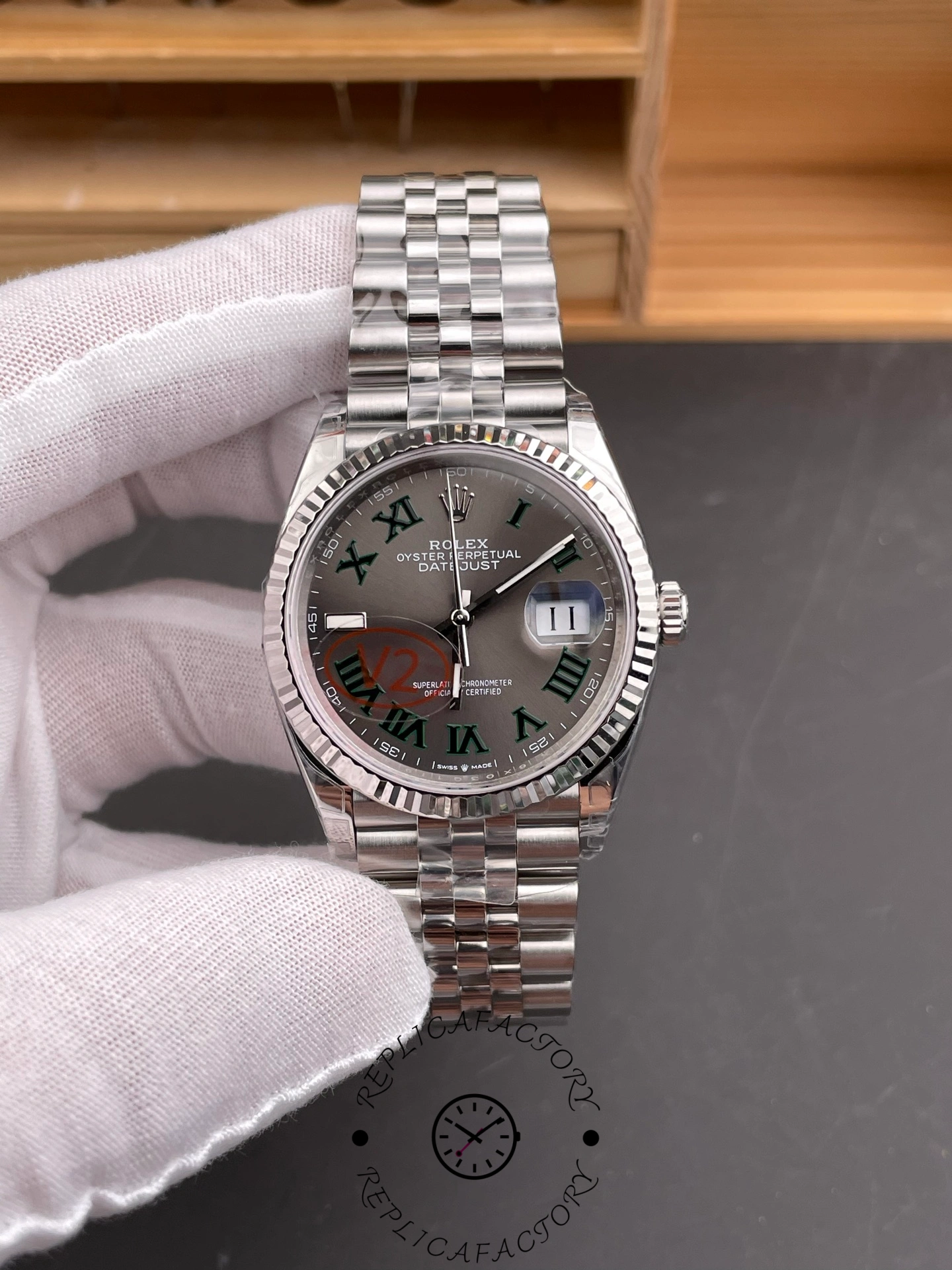 Rolex Datejust 126234 Slate Grey Wimbledon Dial 36MM Unisex Replica Watch - QualitySwissReplica