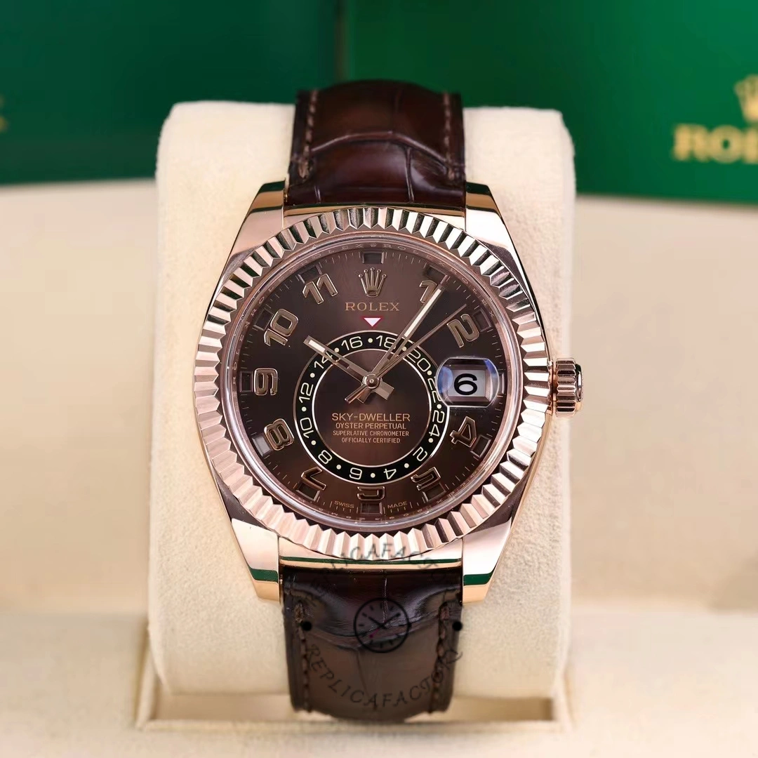 Rolex Sky-Dweller 326135 Chocolate Arabic Sunray Brown Dial 42MM Mens Replica Watch - QualitySwissReplica