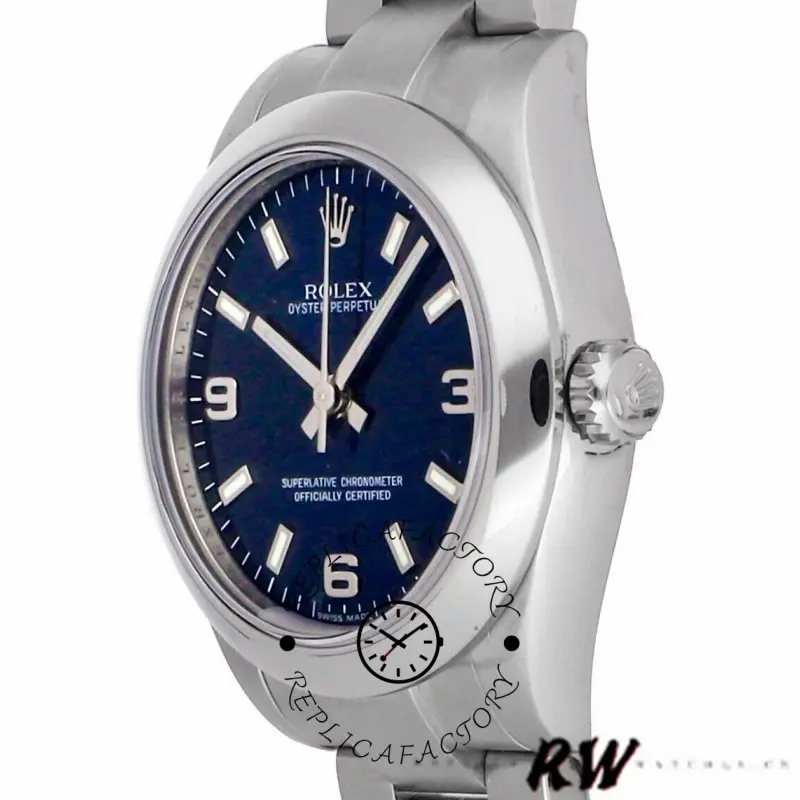 Rolex Oyster Perpetual 177200 Blue Arabic Dial Domed Bezel 31mm Lady Replica Watch - QualitySwissReplica