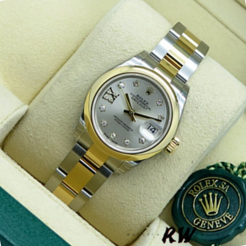 Rolex Datejust 279163 Silver Diamond Dial Domed Bezel 28mm Lady Replica Watch - QualitySwissReplica