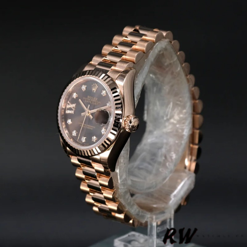 Rolex Datejust 279175 Chocolate Diamond Mark Fluted Bezel 28mm Lady Replica Watch - QualitySwissReplica