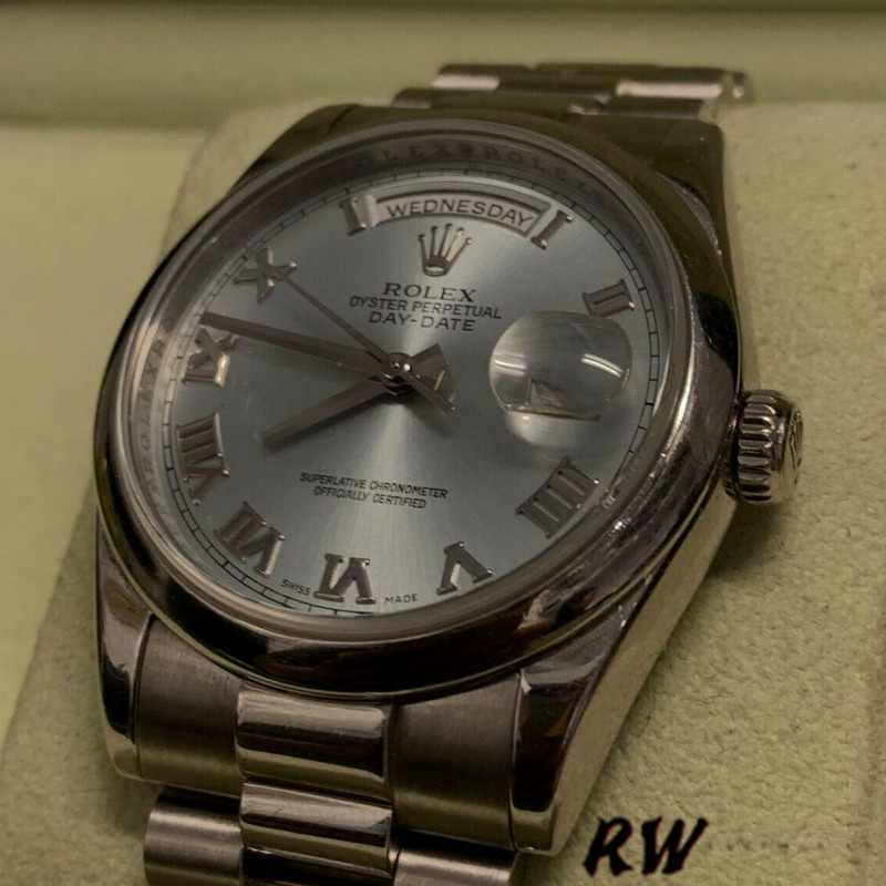 Rolex Day-Date 218206 Concentric Rhodium Grey Roman Numeral Dial Platinum 41MM Mens Replica Watch - QualitySwissReplica