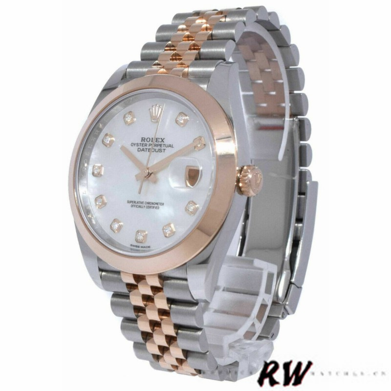 Rolex Datejust 126301 White Mother of Pearl Diamond Dial 41MM Mens Replica Watch - QualitySwissReplica