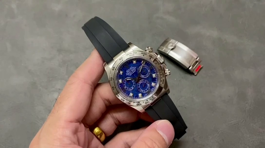 Rolex Daytona 116519 White Gold Blue Garnet Disc Diamond Marking Men's Watch - QualitySwissReplica