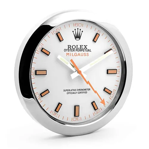 Rolex Milgauss Silver & White Wall Clock - QualitySwissReplica