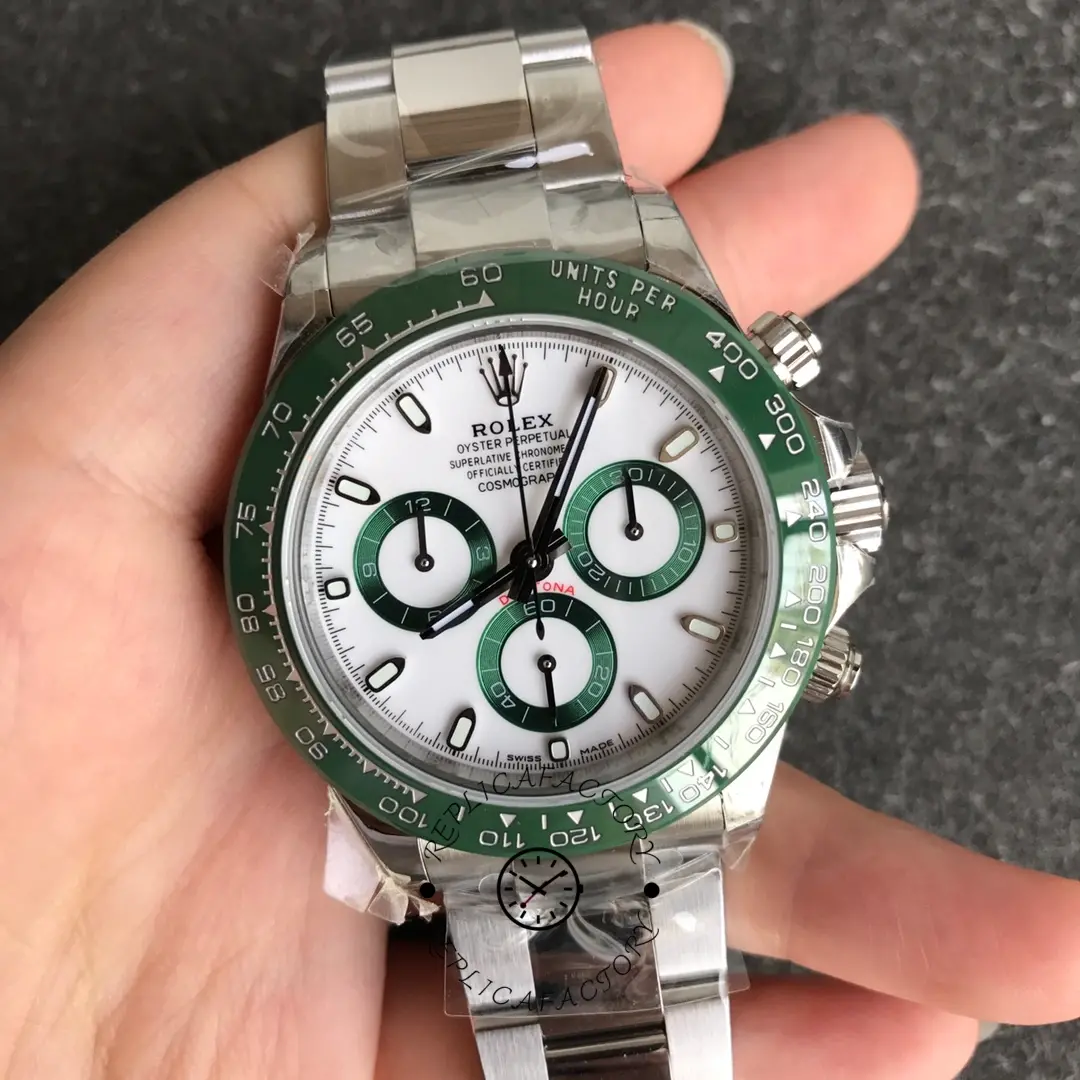Rolex Daytona Oyster Perpetual 116500LV Green Ceramic Bezel White Dial - QualitySwissReplica