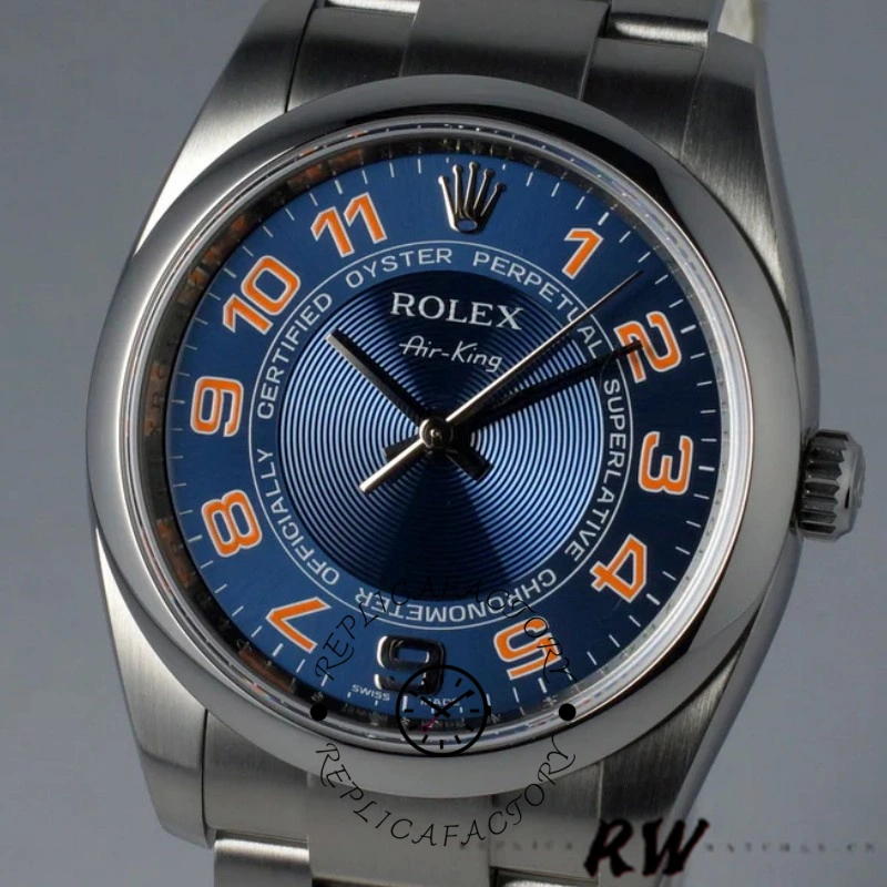 Rolex Oyster Perpetual Air-King 114200 Concentric Blue Dial 34mm Unisex Replica watch - QualitySwissReplica