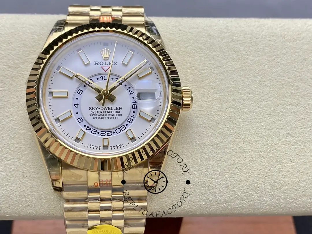 Rolex Sky Dweller 42 Yellow Gold GMT White Dial Jubilee Style M336938 0006 Men's Watch - QualitySwissReplica
