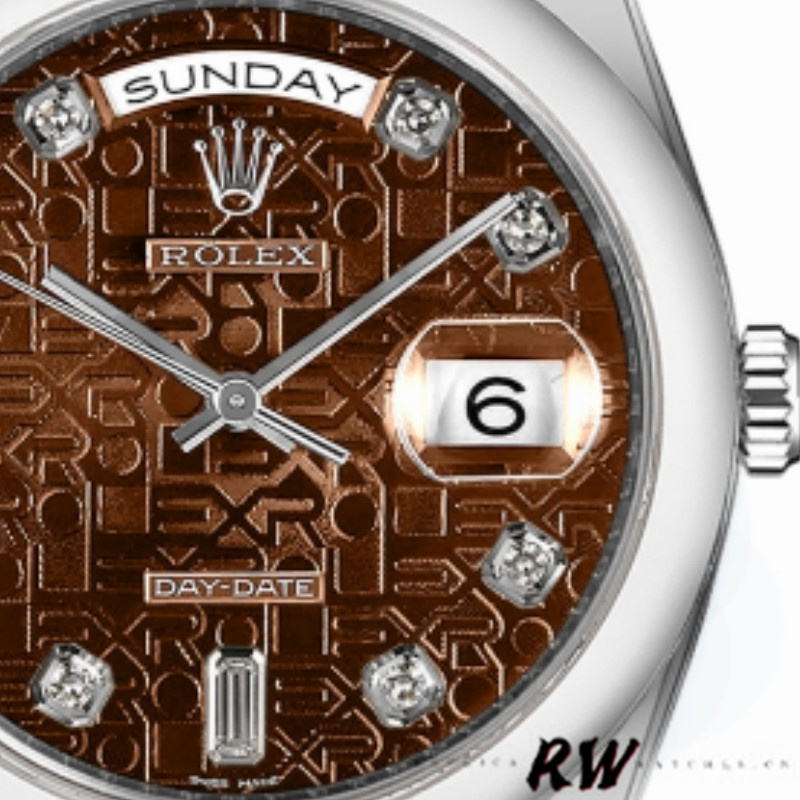 Rolex Day-Date 118209 Jubilee Chocolate Brown Diamonds Dial 36mm Unisex Replica Watch - QualitySwissReplica
