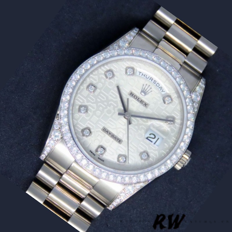 Rolex Day-Date 118389 Silver Jubilee Diamond Dial 36MM Unisex Replica Watch - QualitySwissReplica