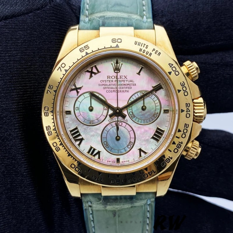 Rolex Daytona 116518 Blue leather strap MOP Dial 40mm Mens Replica Watch - QualitySwissReplica