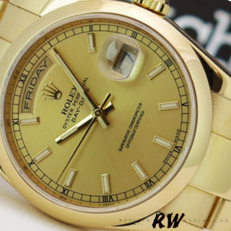 Rolex Day-Date 118208 Champagne Dial 36mm Unisex Replica Watch - QualitySwissReplica