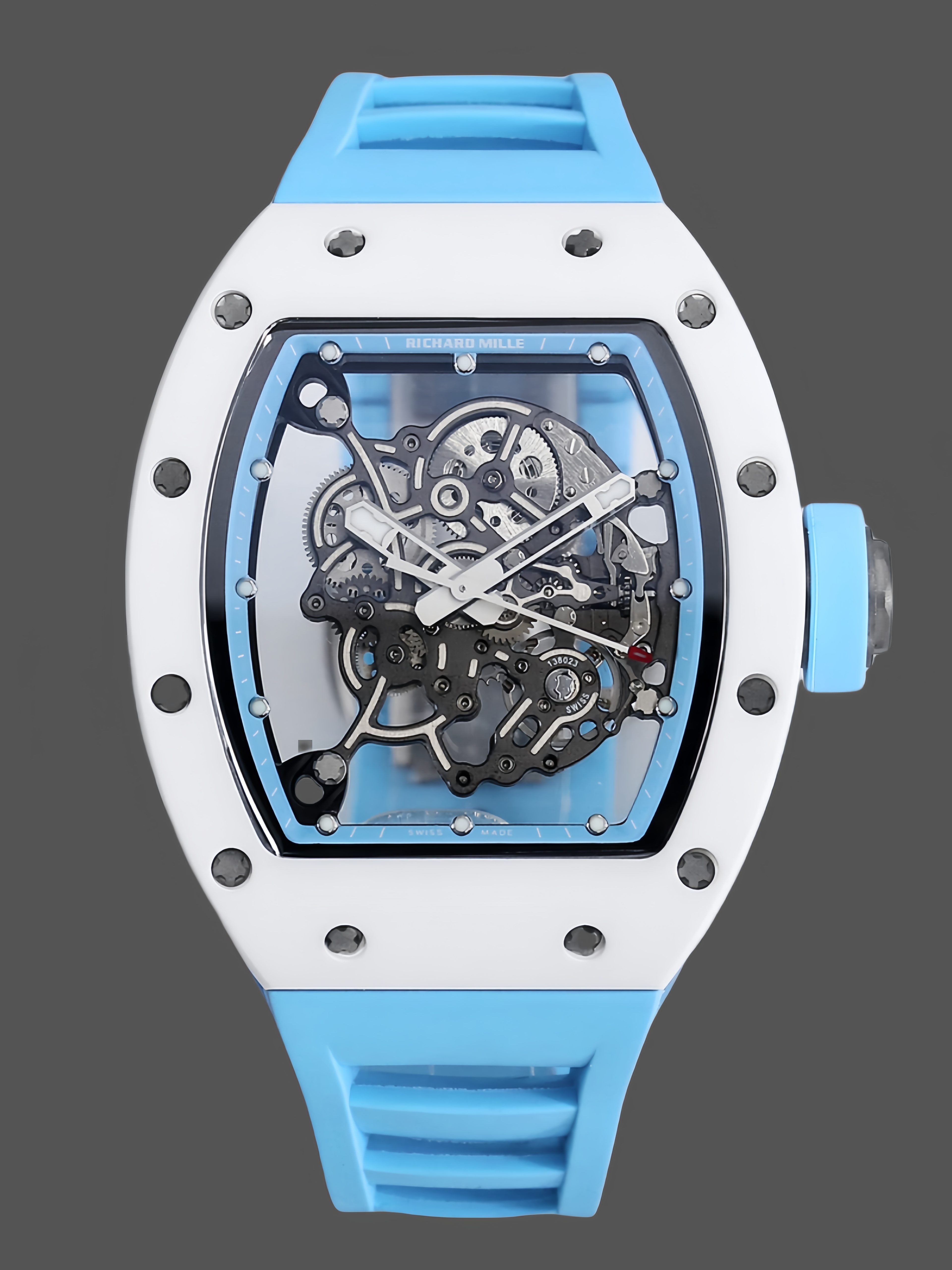 Richard Miller RM 055 RMUL2 NTPT Carbon Fiber Blue Rubber Strap - QualitySwissReplica