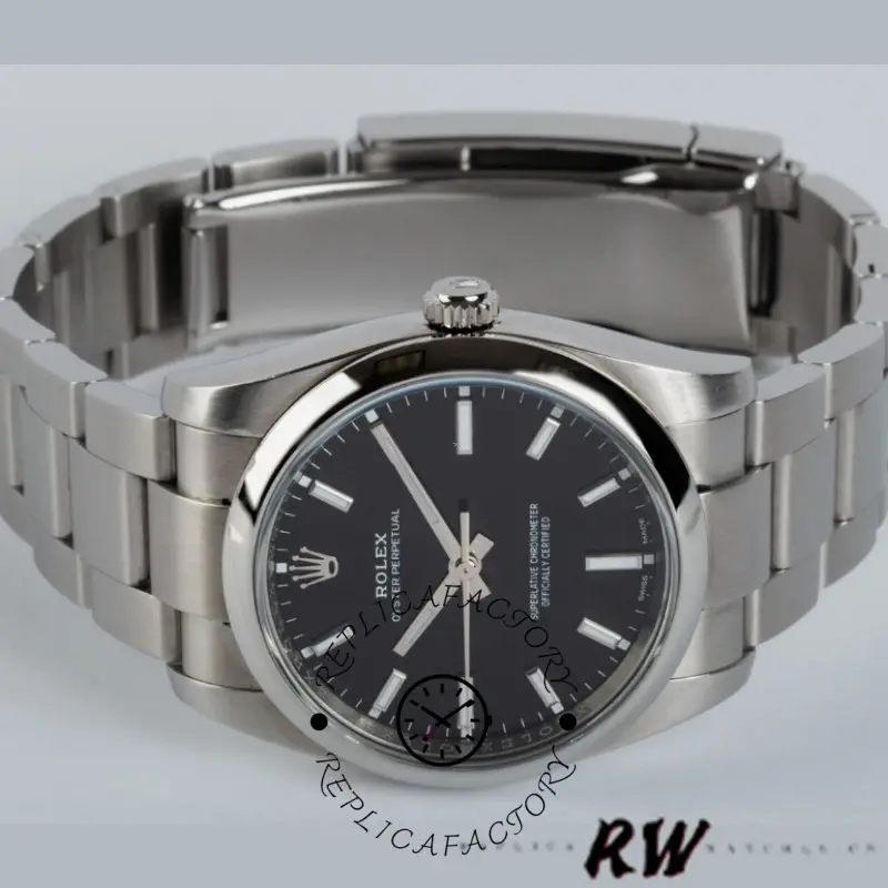 Rolex Oyster Perpetual Air-King 114200 Black Index Dial 34mm Unisex Replica watch - QualitySwissReplica