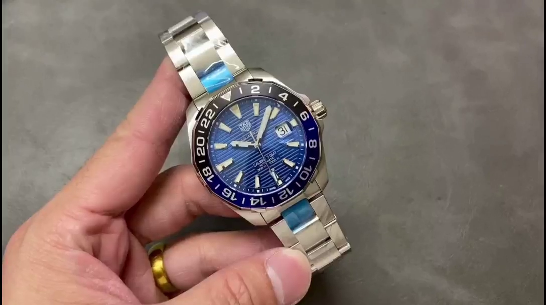 Tag Heuer Aquaracer Automatic GMT Steel WAY201T. BA0927 Blue 43mm - QualitySwissReplica
