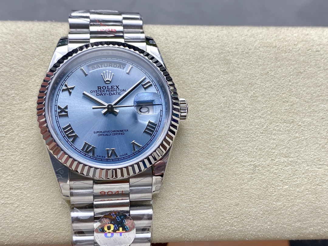 Rolex Day Date 128236 0018 Ice Blue Roman Dial - QualitySwissReplica