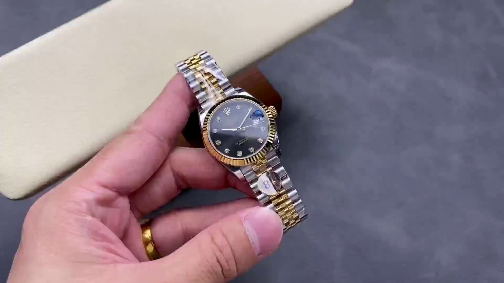 Rolex Datejust 31mm Stainless Steel and Yellow Gold 278273 0022 Grey Diamond Jubilee - QualitySwissReplica
