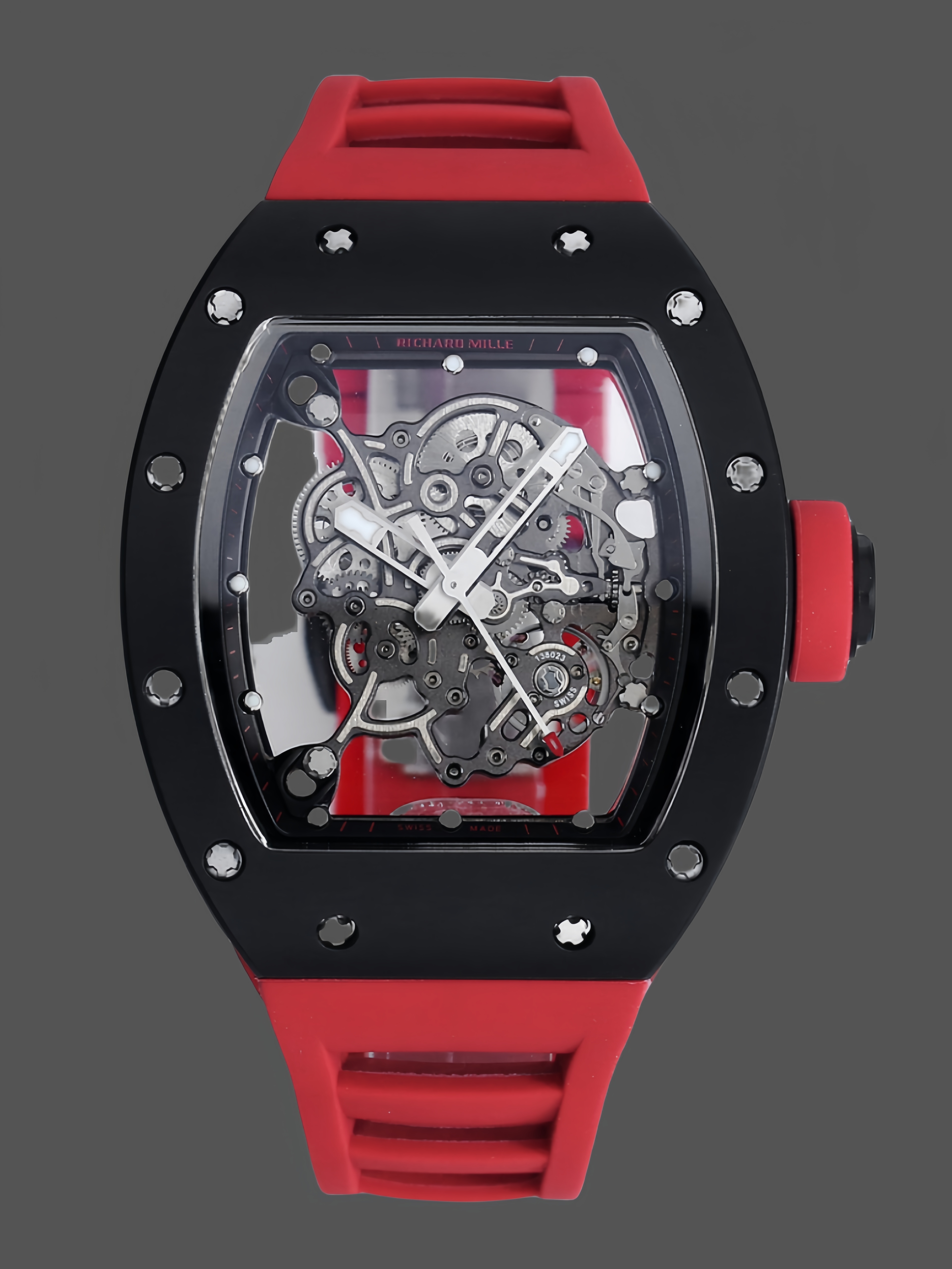Richard Miller RM 055 RMUL2 NTPT Carbon Fiber Red Rubber Strap - QualitySwissReplica
