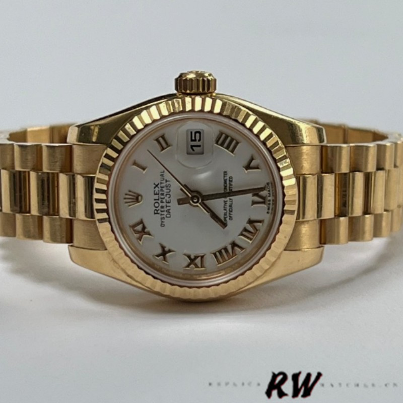 Rolex Datejust 179178 White Roman Dial Dial Yellow Gold 26MM Lady Replica Watch - QualitySwissReplica