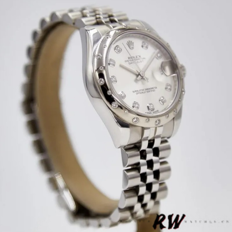 Rolex Datejust 178344 Stainless Steel Silver Diamond Dial 31MM Lady Replica Watch - QualitySwissReplica