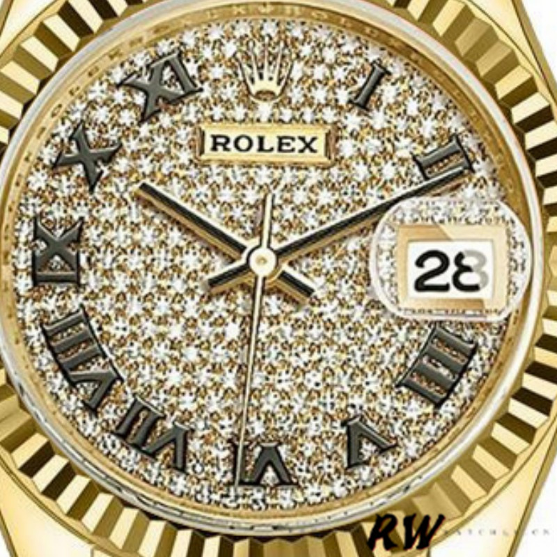 Rolex Datejust 279178 Diamond Pave Dial Fluted Bezel 28mm Lady Replica Watch - QualitySwissReplica