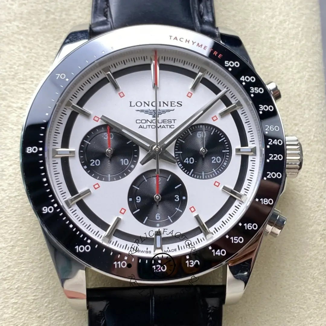 Longines L3.835.4.72.6 Conquest Chronograph 42 1:1 Clone Steel Watch - QualitySwissReplica