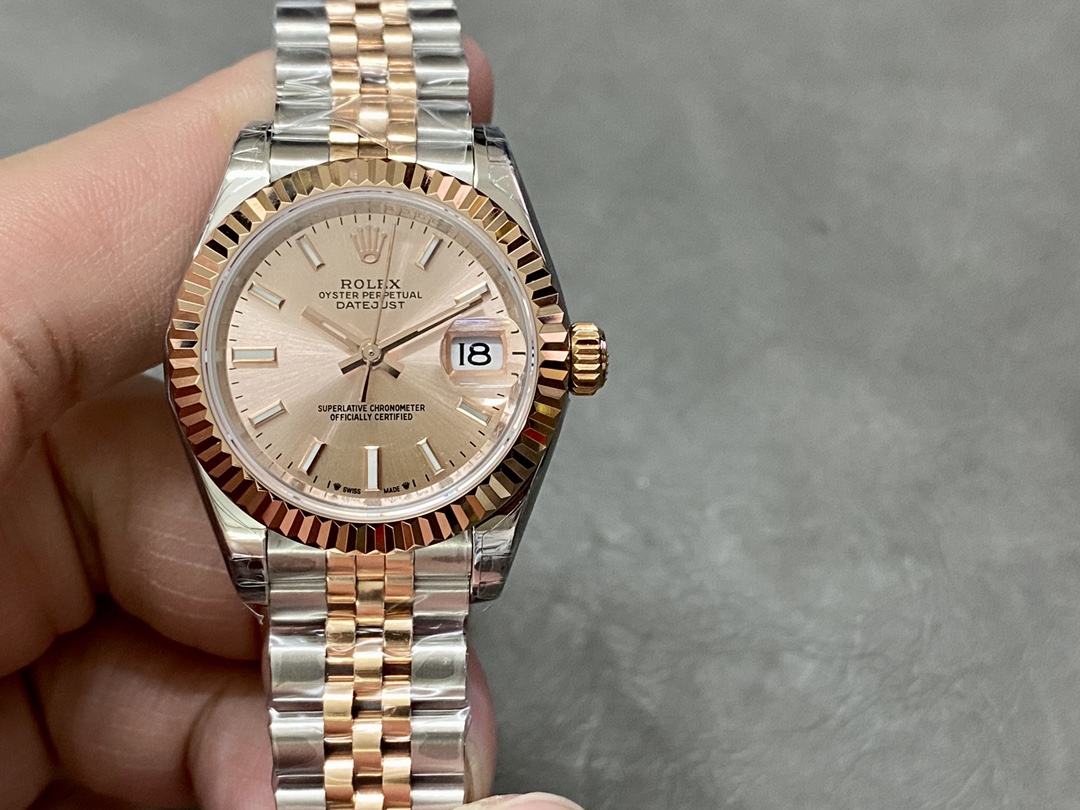 Rolex Datejust 28 Stainless Steel and Everose Gold 279171 0023 Rose Index Jubilee Lady Watch - QualitySwissReplica