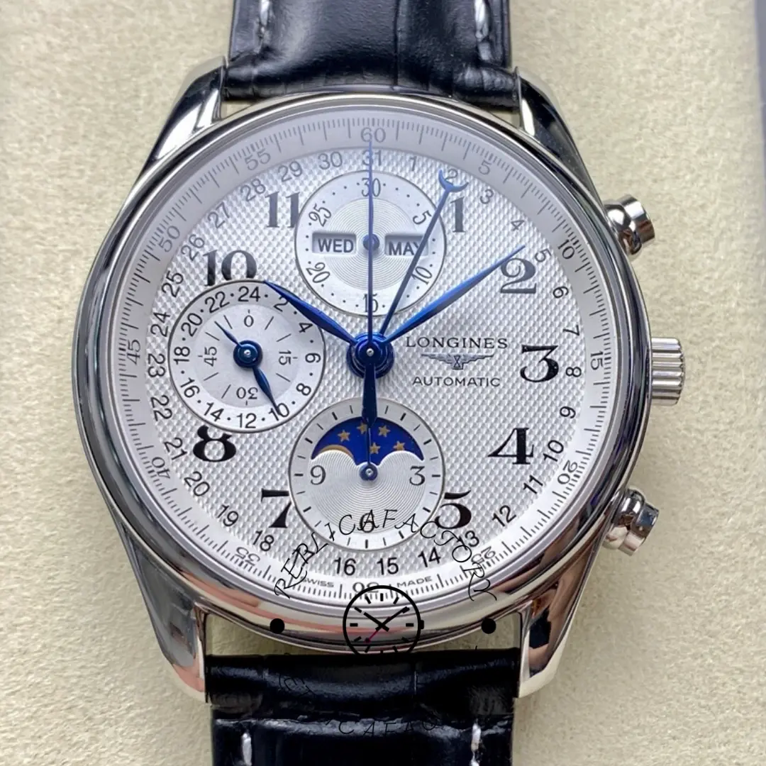 Longines L2.673.4.78.3 Master Collection Replica Moonphase Chronograph Arabic 40 - QualitySwissReplica