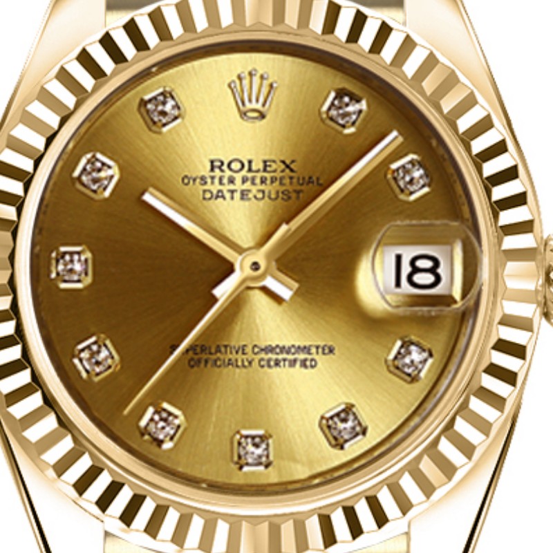 Rolex Datejust 179178 Champagne Diamonds Dial Yellow Gold 26MM Lady Replica Watch - QualitySwissReplica