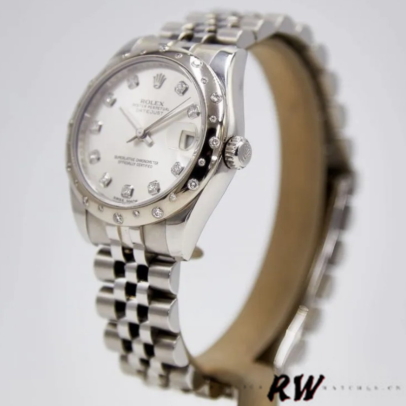 Rolex Datejust 178344 Stainless Steel Silver Diamond Dial 31MM Lady Replica Watch - QualitySwissReplica