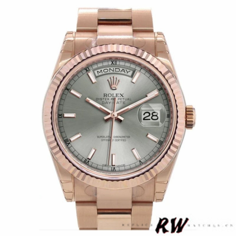 Rolex Day-Date 118235 Rhodium Grey Dial 36mm Unisex Replica Watch - QualitySwissReplica