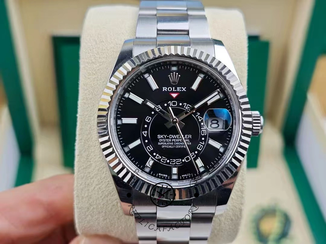 Rolex Sky Dweller 42 White Rolesor Black Dial Oyster M336934 0007 Men's Watch - QualitySwissReplica