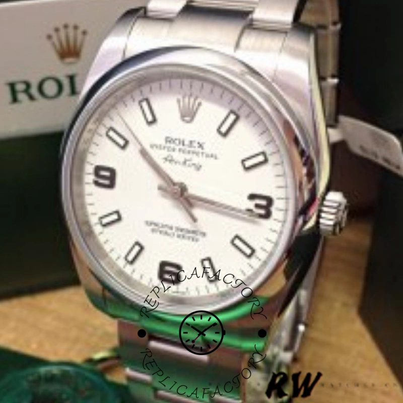 Rolex Oyster Perpetual Air-King 114200 White Dial 34mm Automatic Unisex replica watch - QualitySwissReplica