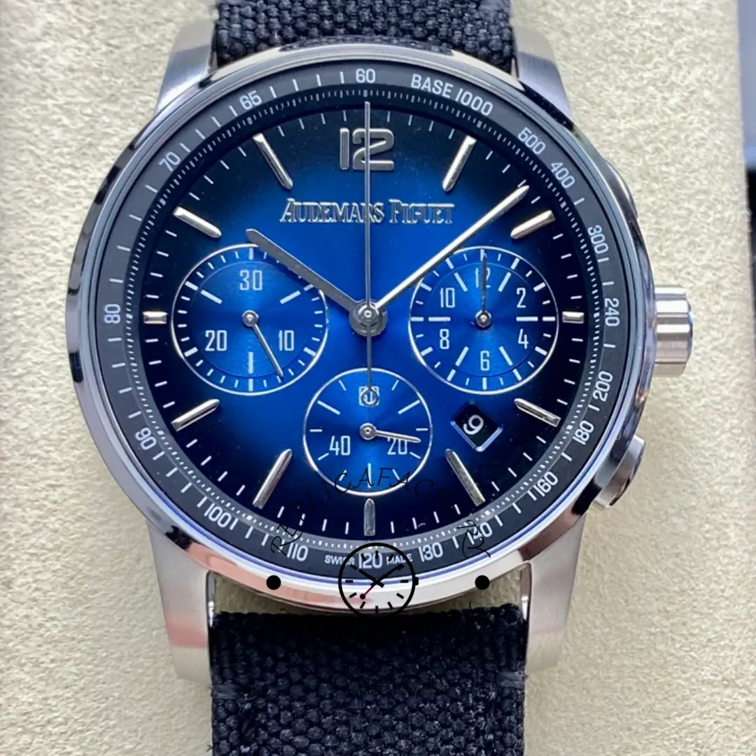 AP CODE 11.59 Smoked Blue Dial 1:1 Clone 26393BC.OO.A002KB.01 Nylon Strap - QualitySwissReplica