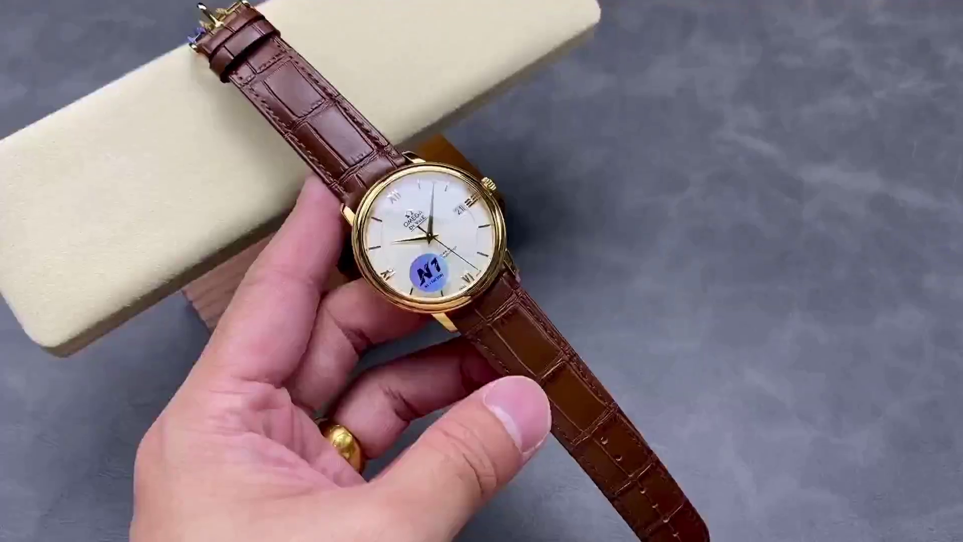 Omega De Ville Prestige Yellow Gold 424.53.40.20.02.002 Men's Clone Watch - QualitySwissReplica