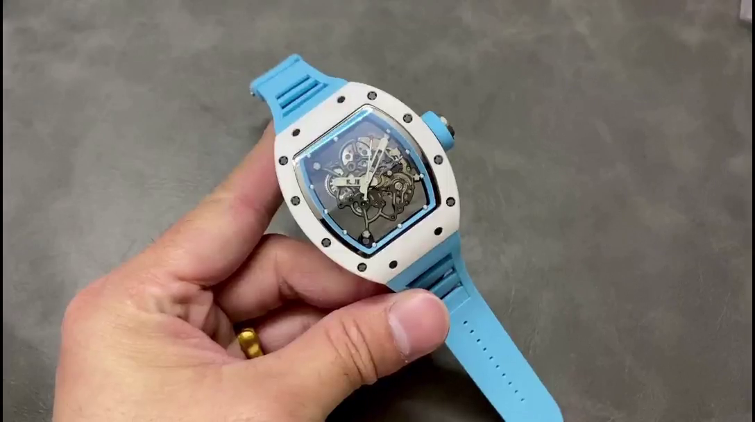 Richard Miller RM 055 RMUL2 NTPT Carbon Fiber Blue Rubber Strap - QualitySwissReplica