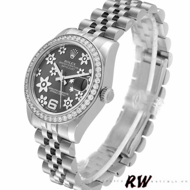 Rolex Datejust 178384 Stainless Steel Floral Dial Diamond 31MM Lady Replica Watch - QualitySwissReplica