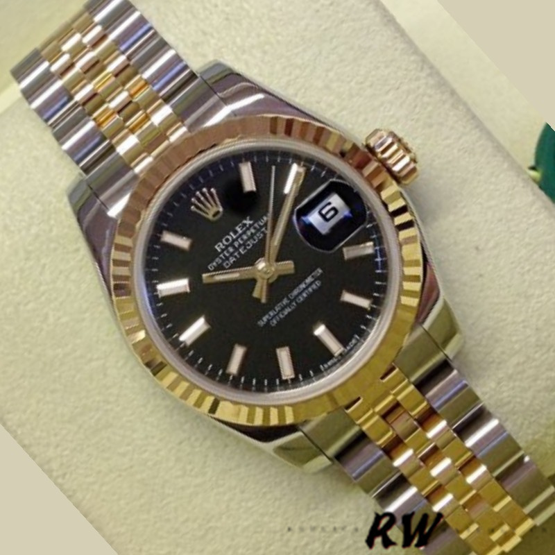 Rolex Datejust 179173 Black Index Dial Fluted Bezel 26MM Lady Replica Watch - QualitySwissReplica